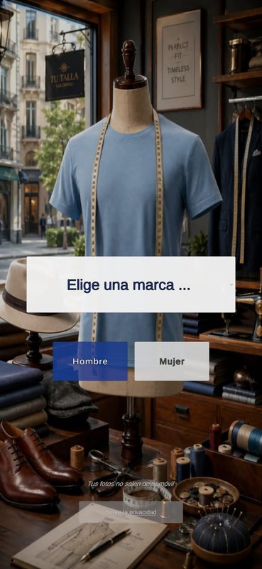 Pantalla principal de la app Tu Talla